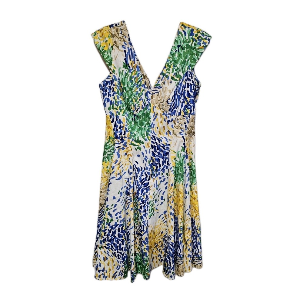 Calvin Klein Floral‎ Midi Dress Size 8 Womens Sleeveless V Neck EUC